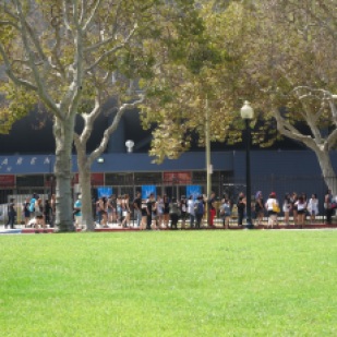11:00am and the line has wrapped all the way around the venue.